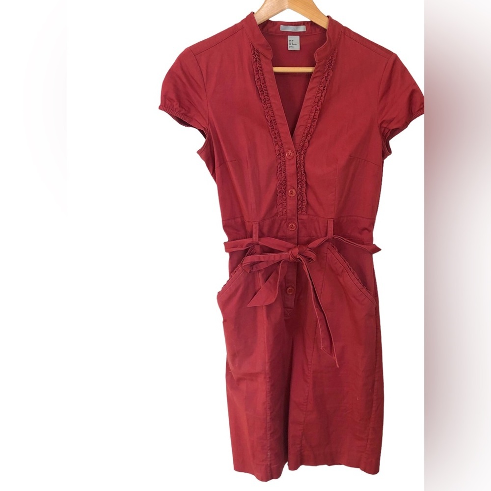 H&M Coral Button-Up Shirt Dress Medium